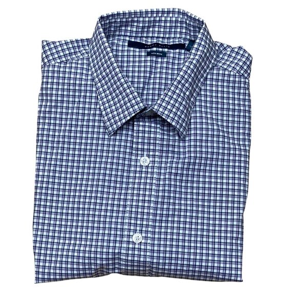 Perry‎ Ellis Mens Non-Iron Long Sleeve Checkered Dress Shirt Size L - Picture 6 of 8